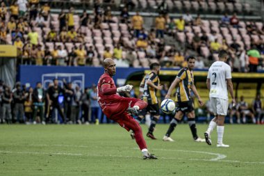 Manaus (AM), 05 / 11 / 2024 - Amazonas FC ile Santos arasında oynanan maçta Marcao, Amazonas kalecisi, Brezilya Şampiyonluk Serisi B 2024 'te oynanan 4. turda geçerli oldu..