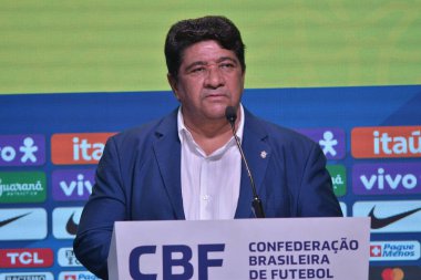 RIo de Janeiro (RJ), 05 / 10 / 2024 - COPA AMERICA / SELECTION / CALL CALL / CBF: CBF başkanı Ednaldo Rodrigues ve antrenör Dorival Junior, Copa America 'daki Brezilya takımını savunacak olan oyuncuları bu Cuma (10) çağırıyorlar