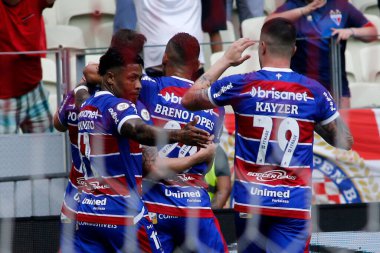 Fortaleza (CE), 05 / 12 / 2024 - Fortaleza EC X Botafogo FR - Pochettino Fortaleza (CE) (12) arasındaki maçta Fortaleza 'nın ilk golünü Fortaleza CE' deki Arena Castelao 'da kutluyor..