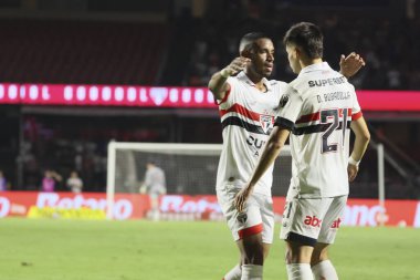 Sao Paulo (SP), 05 / 13 / 2024 - Sao Paulo oyuncusu Damian Bobadilla, Morumbis 'te Brasileirao' nun altıncı turu için geçerli olan Fluminense maçında golünü attı ve kutladı..