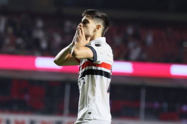 Sao Paulo (SP), 05 / 13 / 2024 - Sao Paulo oyuncusu Damian Bobadilla, Morumbis 'te Brasileirao' nun altıncı turu için geçerli olan Fluminense maçında golünü attı ve kutladı..