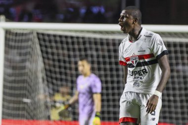 Sao Paulo (SP), 05 / 13 / 2024 - Sao Paulo FC oyuncusu Arboleda, Morumbis 'te Brasileirao' nun altıncı turu için geçerli olan Fluminense 'ye karşı attığı golü kutluyor.