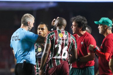 Sao Paulo (SP), 05 / 13 / 2024 - Fluminense 'den koç Fernando Diniz, Sao Paulo' dan forvet Luciano ile bir tartışmaya girdi ve Sao Paulo ile Fluminense arasında oynanan maçta büyük bir kafa karışıklığına yol açtı.