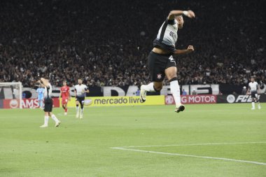 Sao Paulo (SP), 14 / 05 / 2024 Wesley, Corinthians 'tan ve Corinthians Juniors ile Conmebol Sul-Americana' da oynanan maçta golünü kutluyor.