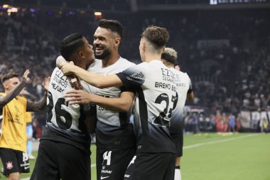 Sao Paulo (SP), 14 / 05 / 2024 Wesley, Corinthians 'tan ve Corinthians Juniors ile Conmebol Sul-Americana' da oynanan maçta golünü kutluyor.