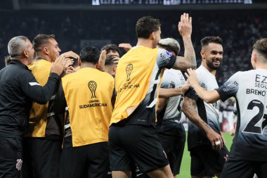 Sao Paulo (SP), 14 / 05 / 2024 Wesley, Corinthians 'tan ve Corinthians Juniors ile Conmebol Sul-Americana' da oynanan maçta golünü kutluyor.
