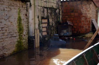 Porto Alegre (SC), Brezilya 05 / 14 / 2024 Vila dos Sargentos, bu Salı günü Porto Alegre belediyesinin Güney Bölgesi 'nde. Bölge sakinlerinin Brezilya ordusunun desteğine ihtiyacı var. 