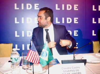 New York (ABD), 05 / 14 / 2024: Lide Brazil Investment Forum sırasında Lide Group of Leaders Business Forum 'da PL partisinin genel müdürü Claudio Castro.