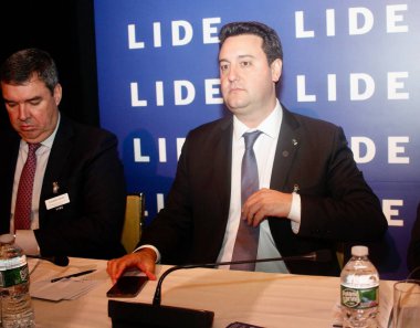 New York (ABD), 05 / 14 / 2024; Lide Brazil Yatırım Forumu sırasında Lide Group of Business Leaders tarafından düzenlenen Parana Eyaleti valisi Ratinho Junior. 
