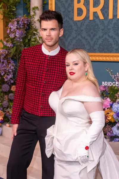 stock image  May 13, 2024, New York, New York, USA: (L-R) Luke Newton and Nicola Coughlan attend Netflix's 