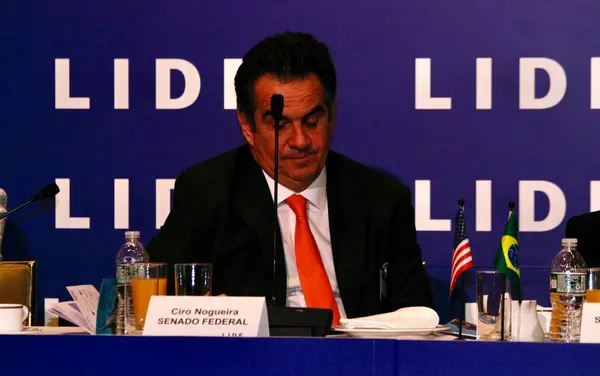 stock image New York (USA), 05/14/2024: Brazilian senator Ciro Nogueira, affiliated to the PP party in the state of Piaui, during the Lide Brazil Investment Forum, held by Lide  Group of Leaders Business. 