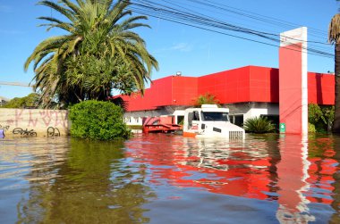 Porto Alegre (RS), Brazil 05/16/2024 Record of damage caused by flooding in the Navegantes and Anchieta neighborhoods, in the North Zone of the city of Porto Alegre, this Thursday (15) clipart