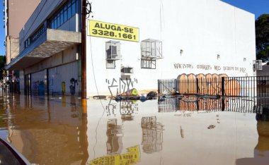 Porto Alegre (SC), Brezilya 05 / 16 / 2024 Tarihsel Merkezi ve Porto Alegre kentindeki 4. Bölge 'de bu Perşembe günü meydana gelen sel felaketlerinin kaydı (15)).