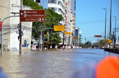 Porto Alegre (RS), Brazil 05/16/2024  Record of damage caused by flooding in the region of the Historic Center and 4th District in the city of Porto Alegre, this Thursday (15). clipart