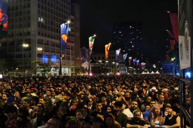 Sao Paulo (SP), Brazil - 05/19/2024 - CULTURE/SHOWS/VIRADA CULTURAL - Pablo Vittar show that was the early morning attraction on the Anhangabau Stage at Virada Cultural this Sunday(19). The show filled the Valley with more than 30,000 people clipart
