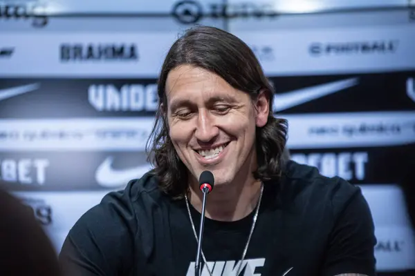 stock image Sao Paulo (SP), Brazil 05/18/2024 - Goalkeeper Cassio gives a press conference to announce his departure from Corinthians, this Saturday morning, May 18, 2024, at CT Joaquim Grava, in Sao Paulo -SP.