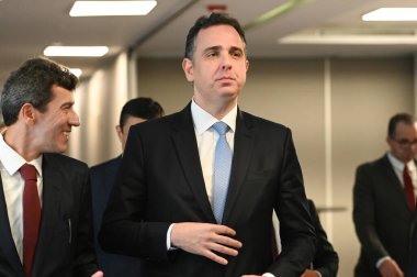 Sao Paulo (SP), Brezilya 05 / 20 / 2024 - Senato Başkanı Rodrigo Pacheco ve Federal Yüksek Mahkeme (STF) Bakanı Alexandre de Moraes, Advogados Enstitüsü avukatları ile öğle yemeğine katıldı.