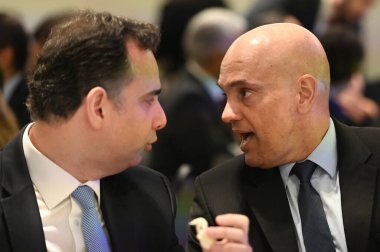 Sao Paulo (SP), Brezilya 05 / 20 / 2024 - Senato Başkanı Rodrigo Pacheco ve Federal Yüksek Mahkeme (STF) Bakanı Alexandre de Moraes, Advogados Enstitüsü avukatları ile öğle yemeğine katıldı.