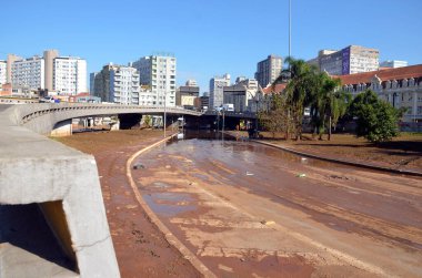 Porto Alegre (RS), Brazil 05/21/2024 Record of damage caused in the Historic Center, Floresta and Sao Geraldo region, this Tuesday (21). The day is a cleaning day for residents and shopkeepers clipart
