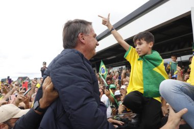 PASSO FUNDO (RS), Brazil 03/05/2024 - Former president Jair Bolsonaro arrives in the city and is received by supporters this Tuesday (05). Then, Bolsonaro headed to Nao-me-Toque/RS to visit Expodireto