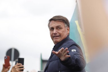 PASSO FUNDO (RS), Brazil 03/05/2024 - Former president Jair Bolsonaro arrives in the city and is received by supporters this Tuesday (05). Then, Bolsonaro headed to Nao-me-Toque/RS to visit Expodireto