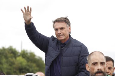 PASSO FUNDO (RS), Brazil 03/05/2024 - Former president Jair Bolsonaro arrives in the city and is received by supporters this Tuesday (05). Then, Bolsonaro headed to Nao-me-Toque/RS to visit Expodireto