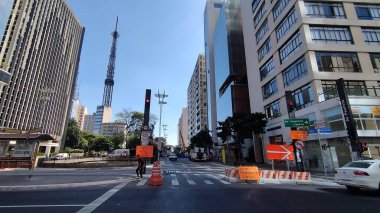 Sao Paulo (SP), Brezilya 05 / 23 / 2024 - Avenida Paulista 'daki Praca do Ciclista bölgesinde yapılan çalışmalar, 2 Haziran' da gerçekleşen LGBT + Parade üçlüsünün geleneksel rotasını değiştirdi. 