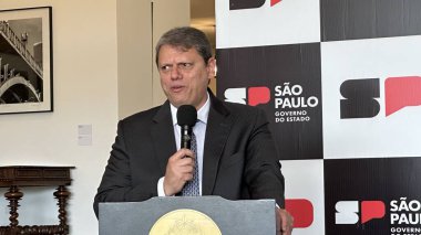 Sao Paulo (SP), Brezilya 05 / 23 / 2024 - Vali Tarcisio de Freitas, 23 Perşembe günü Palacio dos Bandeirantes 'te, Sao Paulo Yolu Güvenliği Planında yeni eylemler açıkladı. 