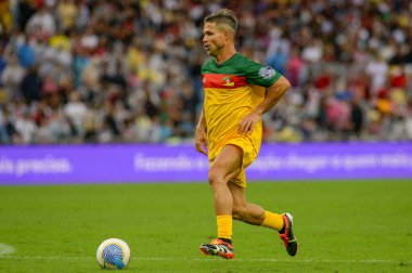 Rio de Janeiro (RJ), 05 / 26 / 2024 Diego, Esperanca x Uniao, Dayanışma Futbol 2024 maçı sırasında, Maracana 'da düzenlenen Rio Grande do Sul' daki yağmur mağdurları için para toplayan bir etkinlik.