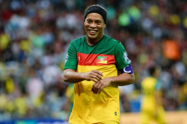 Rio de Janeiro (RJ), 26 / 05 / 2024 Ronaldinho Gaucho Esperanca x Uniao, Dayanışma Futbol 2024 karşılaşmasında, Maracana 'da düzenlenen ve Rio Grande do Sul' da yağan yağmurların kurbanlarına kaynak sağlayan bir etkinlik. 