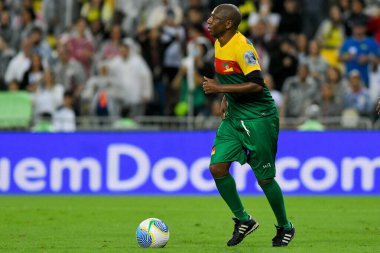 Rio de Janeiro (RJ), 26 / 05 / 2024 Amaral, Esperanca x Uniao, Dayanışma Futbol 2024 maçı sırasında, Maracana 'da düzenlenen Rio Grande do Sul' daki yağmur mağdurları için para toplayan bir etkinlik.