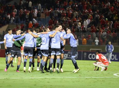 Barueri (SP), 05/28/2024 - Belgrano (ARG) wins and celebrates the victory against Internacional by 2x1, valid for the 6th round of the South American Championship, held at Arena Barueri clipart