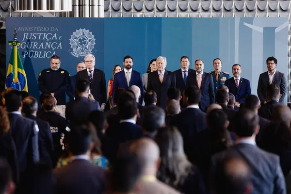 Stock image BRASILIA(DF) Brazil 28/05/2024 Minister MJSP Ricardo Lewandowski, signs guidelines on the use of body cameras by public security bodies and launches a program aimed at the mental health of police officers