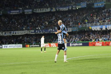 CURITIBA (PR), 29 / 05 / 2024 Oyuncu Soteldo, Gremio ile Copa Libertadores da America 2024 'ün 6. turu için en güçlü rakibi arasındaki maçta golünü kutluyor.
