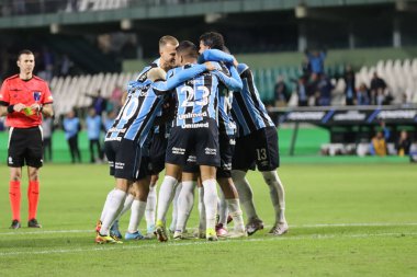 CURITIBA (PR), 29 / 05 / 2024 Oyuncu Galdino, Gremio ile Copa Libertadores da America 2024 'ün 6. turu için en güçlü rakibi arasında oynanan maçta golünü kutluyor.