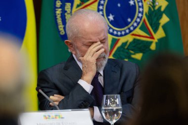 BRASILIA (DF) 05 / 29 / 2024 Cumhuriyet Başkanı Luis Inacio Lula da Silva, nüfusu desteklemek ve Rio Grande do Sul 'un yeniden inşasına yönelik yeni tedbirleri duyurmak üzere düzenlediği basın toplantısında