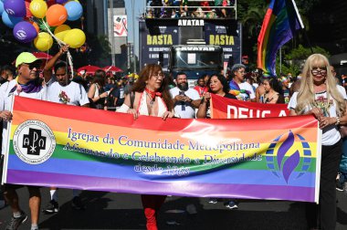 Sao Paulo (SP), Brazil 06 / 02 / 2024 Movement at the 28. LGBT + Pride Parade at the theme: Enough of Negligence and Legislative Retback - LGBT + nüfus hakları için bilinçli olarak oy verin. 