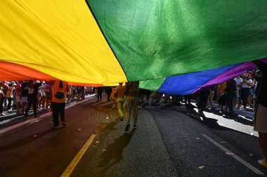 Sao Paulo (SP), Brazil 06 / 02 / 2024 Movement at the 28. LGBT + Pride Parade at the theme: Enough of Negligence and Legislative Retback - LGBT + nüfus hakları için bilinçli olarak oy verin. 