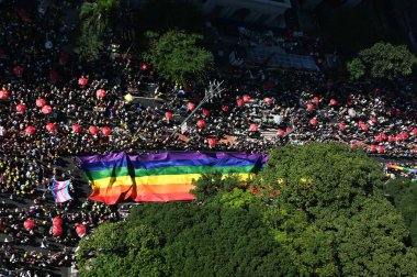 Sao Paulo (SP), Brazil 06 / 02 / 2024 Movement at the 28. LGBT + Pride Parade at the theme: Enough of Negligence and Legislative Retback - LGBT + nüfus hakları için bilinçli olarak oy verin. 