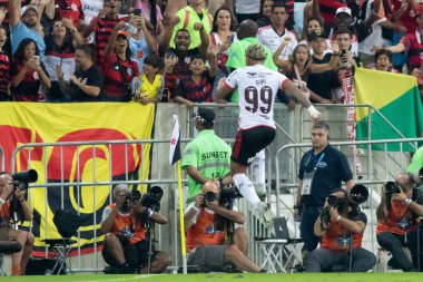 Rio de Janeiro (RJ), 02 / 06 / 2024 - BRASILEIRO / VASCO / FLAMENGO / RJ - Oyuncu Gabigol, A 2024 Brezilya serisinin 13. turu için geçerli olan Vasco ve Flamengo arasında oynanan karşılaşmada golünü kutluyor 