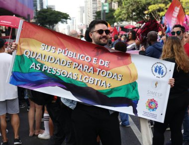 Sao Paulo (SP), Brezilya 06 / 02 / 2024 The 28. Sao Paulo LGBT + Pride Parade, bu Pazar, 2 Haziran 2024. 