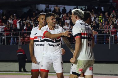 SAO PAULO, (SP) 06/02/2024-FOOTBALL/CHAMPIONSHIP/MATCH- The player Calleri celebrates his goal, during a match between Sao Paulo and Cruzeiro, valid for the Brazilian Championship, held in the city of Sao Paulo at the Morumbis Stadium clipart