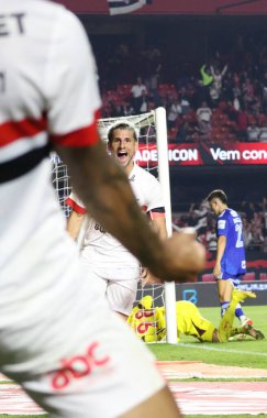 SAO PAULO, (SP) 06/02/2024-FOOTBALL/CHAMPIONSHIP/MATCH- The player Calleri celebrates his goal, during a match between Sao Paulo and Cruzeiro, valid for the Brazilian Championship, held in the city of Sao Paulo at the Morumbis Stadium clipart