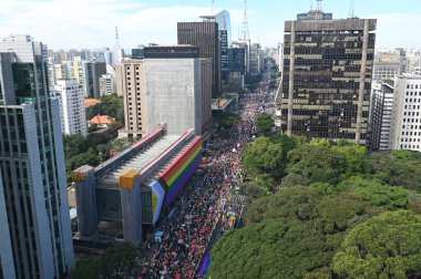 Sao Paulo (SP), Brazil 06 / 02 / 2024 Movement at the 28. LGBT + Pride Parade at the theme: Enough of Negligence and Legislative Retback - LGBT + nüfus hakları için bilinçli olarak oy verin. 
