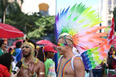 Sao Paulo (SP), Brazil 06 / 02 / 2024 Movement at the 28. LGBT + Pride Parade at the theme: Enough of Negligence and Legislative Retback - LGBT + nüfus hakları için bilinçli olarak oy verin. 