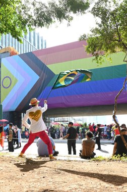 Sao Paulo (SP), Brazil 06 / 02 / 2024 Movement at the 28. LGBT + Pride Parade at the theme: Enough of Negligence and Legislative Retback - LGBT + nüfus hakları için bilinçli olarak oy verin. 