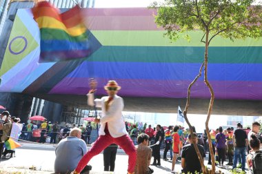 Sao Paulo (SP), Brazil 06 / 02 / 2024 Movement at the 28. LGBT + Pride Parade at the theme: Enough of Negligence and Legislative Retback - LGBT + nüfus hakları için bilinçli olarak oy verin. 
