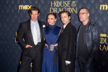 June 3, 2024, New York, United States: (L-R) Matt Smith, Olivia Cooke, Emma D Arcy and Mark James attend HBO s House Of The Dragon Season 2 Premiere at Hammerstein Ballroom.  clipart