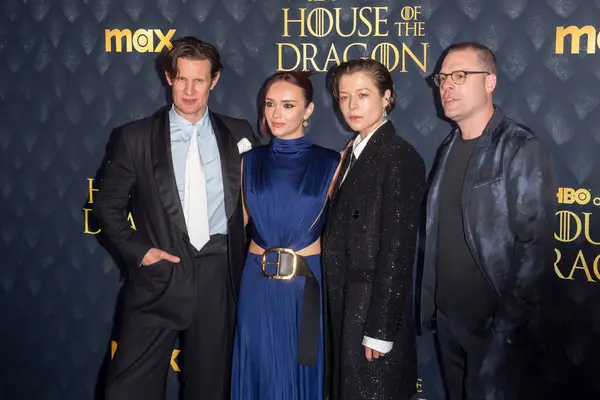 Stock image June 3, 2024, New York, United States: (L-R) Matt Smith, Olivia Cooke, Emma D Arcy and Mark James attend HBO s House Of The Dragon Season 2 Premiere at Hammerstein Ballroom. 