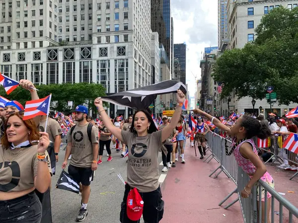 stock image 2024 Puerto Rican National Parade in New York. June 9, 2024, New York, USA: Pro Palestine Protest during the 2024 Puerto Rican National Parade started at 11am and goes till 5pm on 5th Avenue from the 44 to 79th streets in New York 